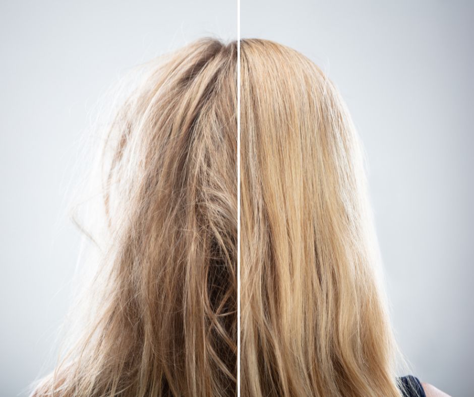 Hair slugging before and after